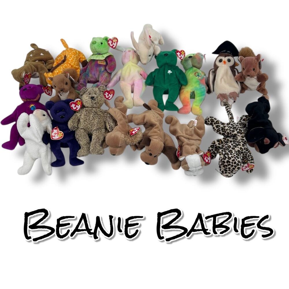 TY Beanie Babies Lot of 19 Vintage 1990s–2000s Plush Millennium Bear Owl PVC